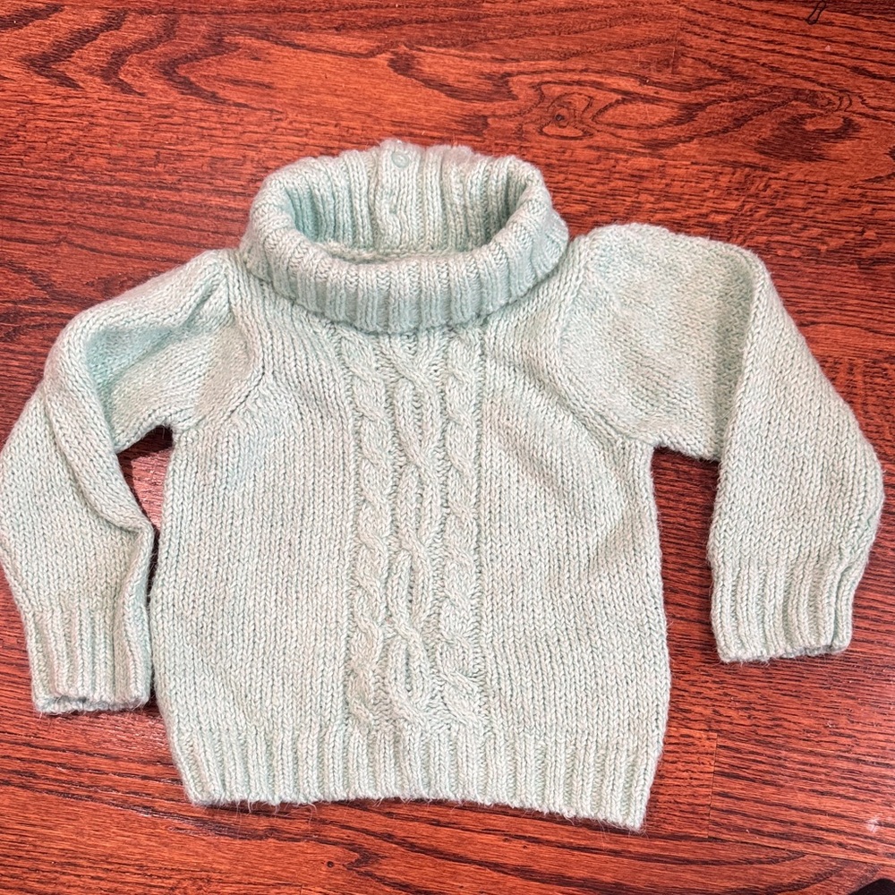 Janie and Jack Light Green Cable Knit Sweater greenish teal
